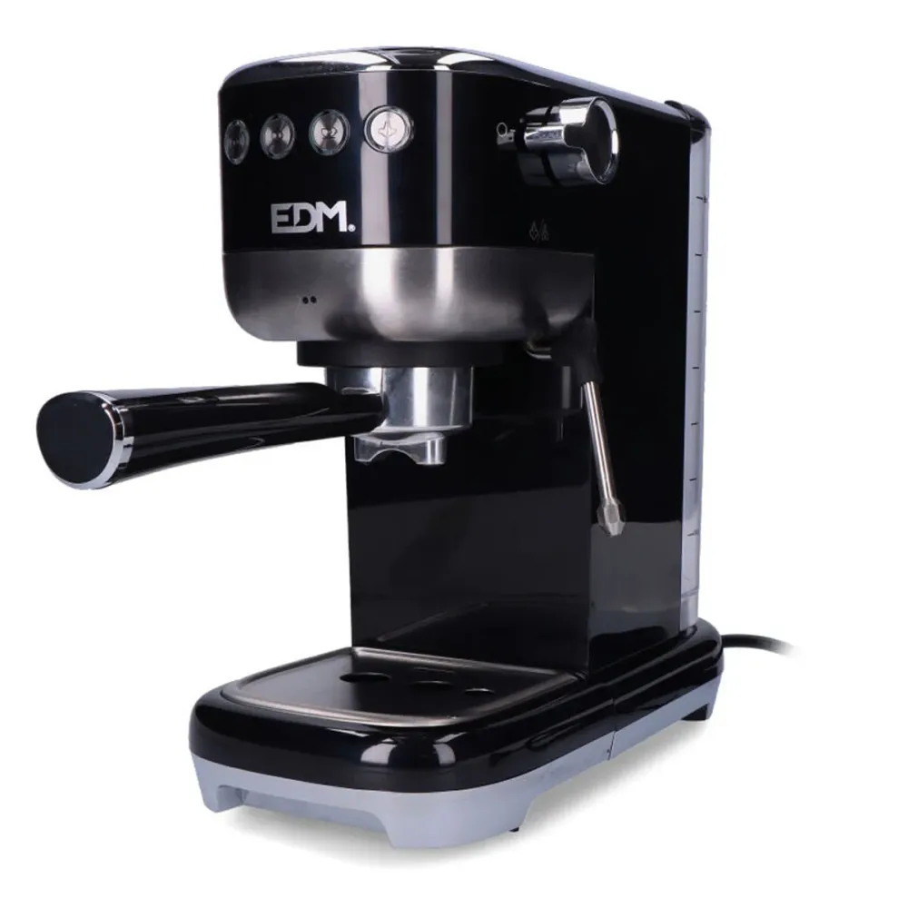 Caffettiera Express Leva EDM 07707 Nero 2 Tazze 1,3 L con Timer Digitale