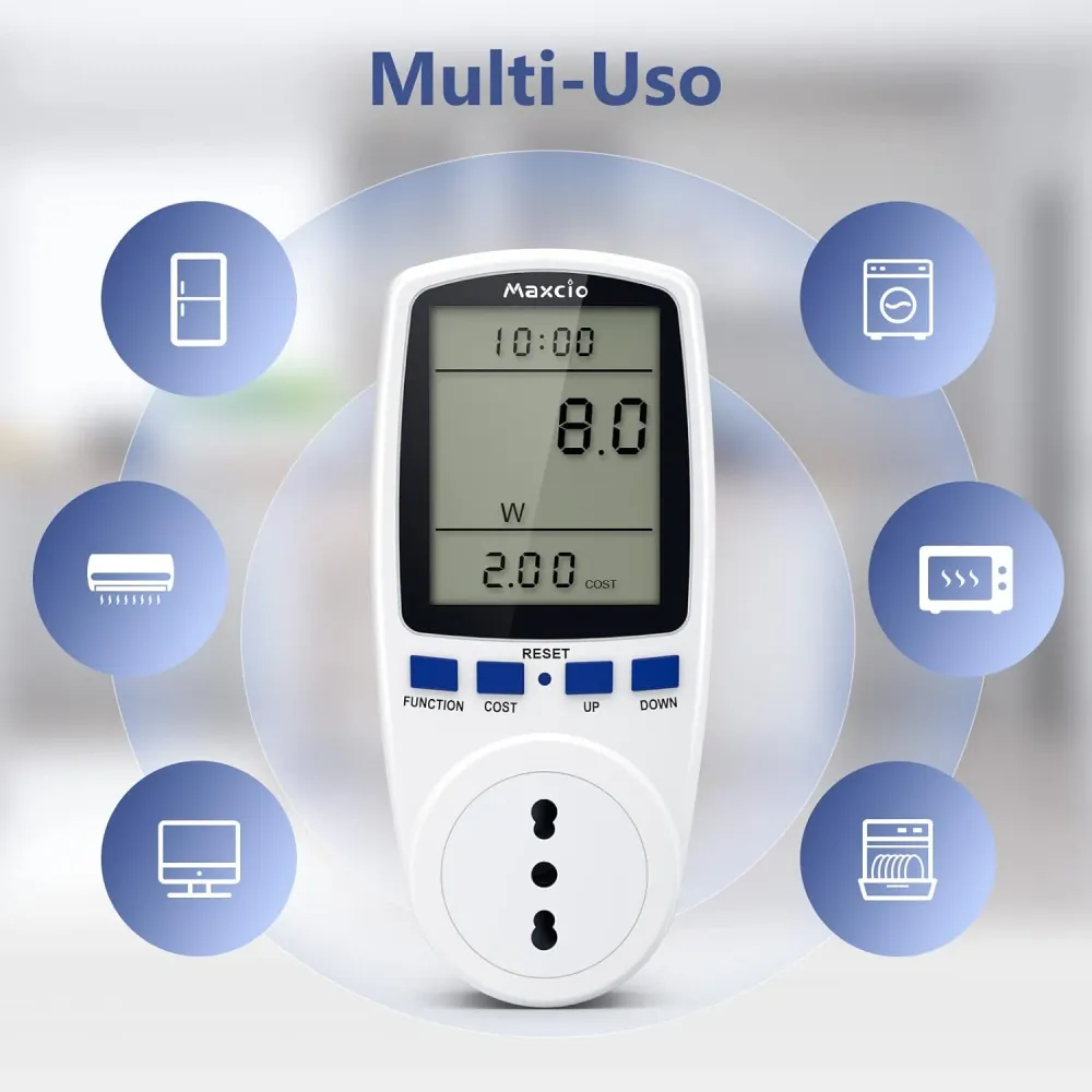 GBC Misuratore Consumo Elettrico,Misuratore Corrente con Schermo LCD, Spina Italiana 16A, Retroilluminazione, Misuratore d...