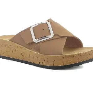 Inblu ciabatta donna doppia fascia ad incrocio con fibbia, moka taglia 39