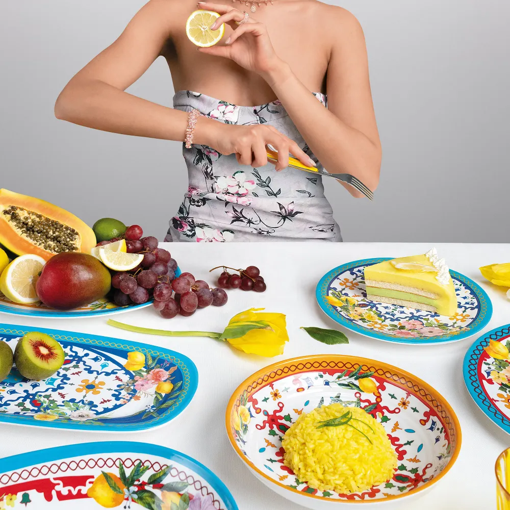 VASSOIO OVALE GRANDE ''FLOWER&LEMON''