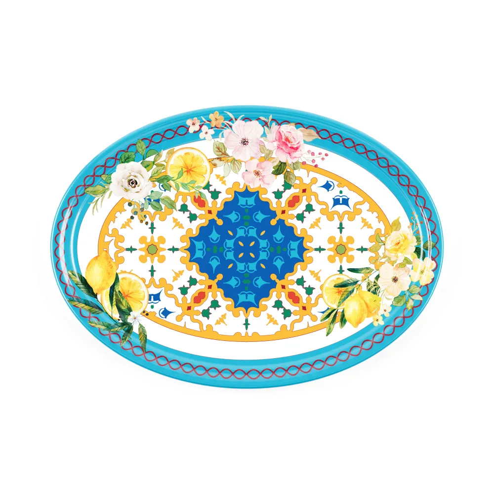 VASSOIO OVALE GRANDE ''FLOWER&LEMON''