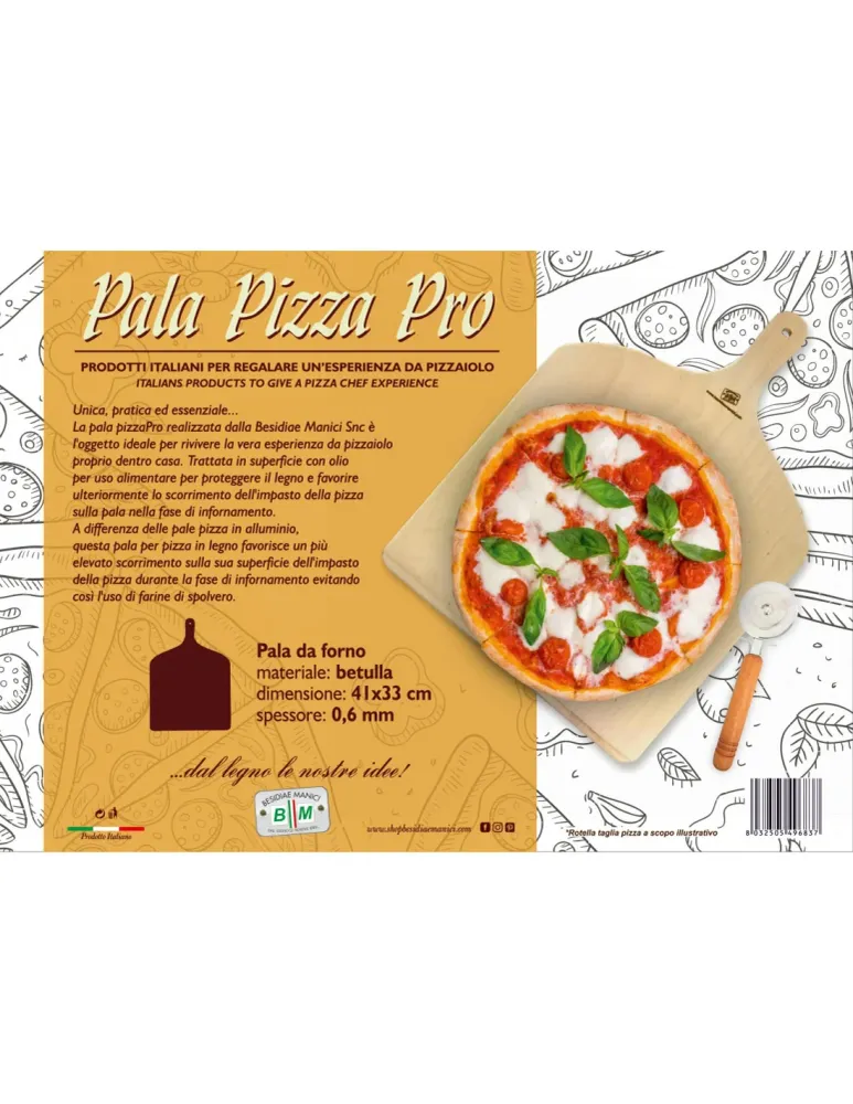Pizzaschaufel aus Birkenholz, Maße 41x33 cm, Dicke 0,6 mm Online Caldo Sale