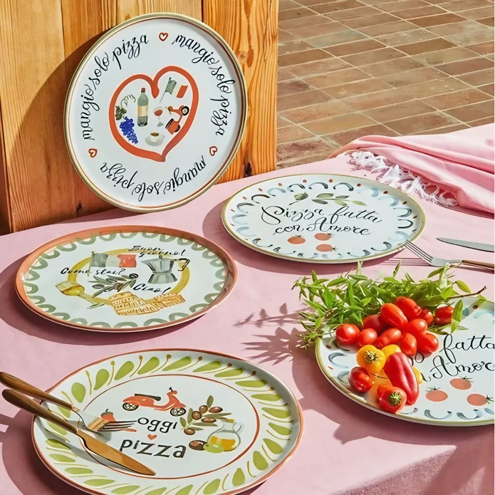 Professionale Set di 4 piatti porcellana per pizza Cinzia Andrea Fontebasso Tognana