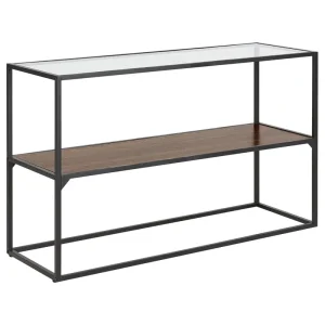 Tavolo vetro temperato e legno tenebroso 122 x 40 TAOS