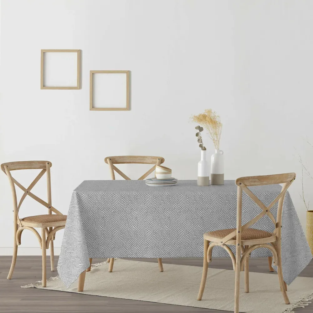 Tovaglia antimacchia Belum Alejandria Grigio 200 x 150 cm con Ricamo Artigianale