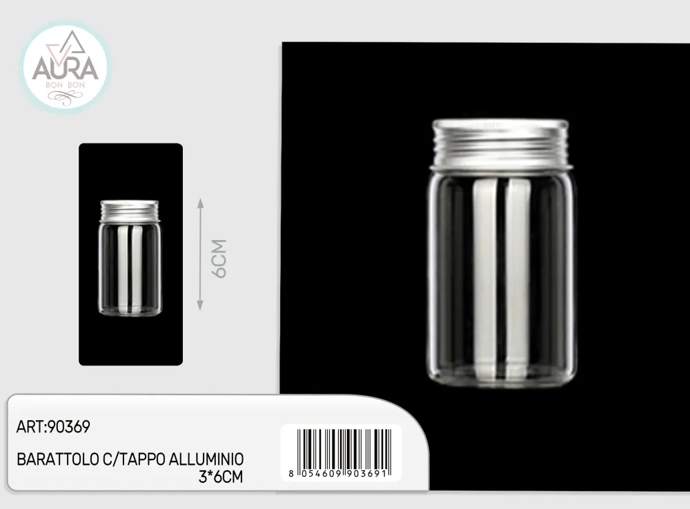 barattolo vetro con tappo alluminio 3x6cm