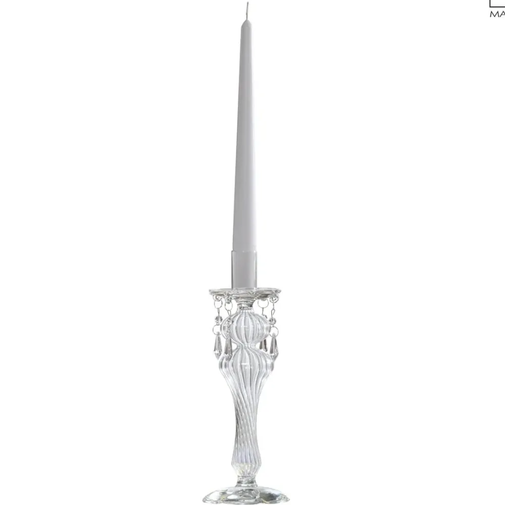 Candelabro porta candela vetro 28 cm 1 fuoco elegante