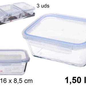 Contenitore per alimenti vetro plastica ermetico rettangolare 1,5 l.