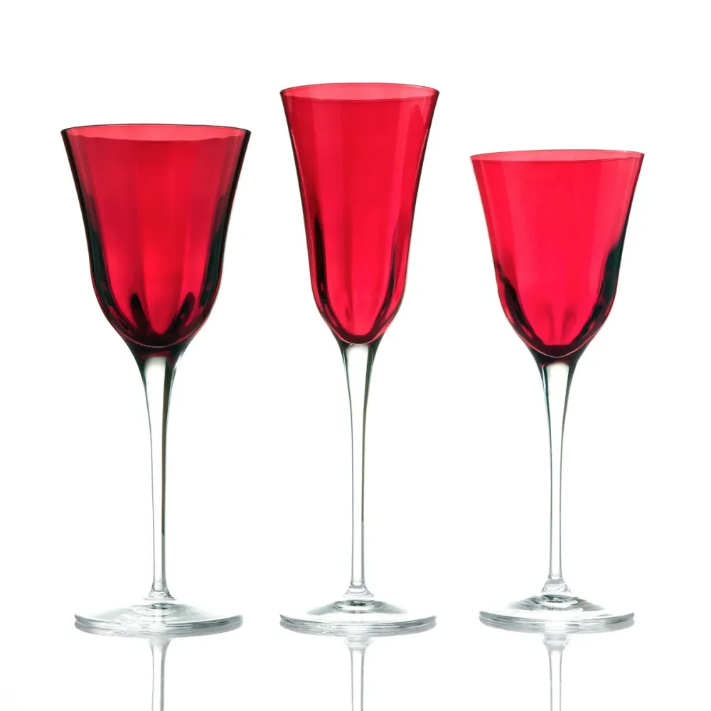 Feeling Set 18 Pezzi Vino Acqua & Flute Julia Ottico Vetro Cristallino Rosso