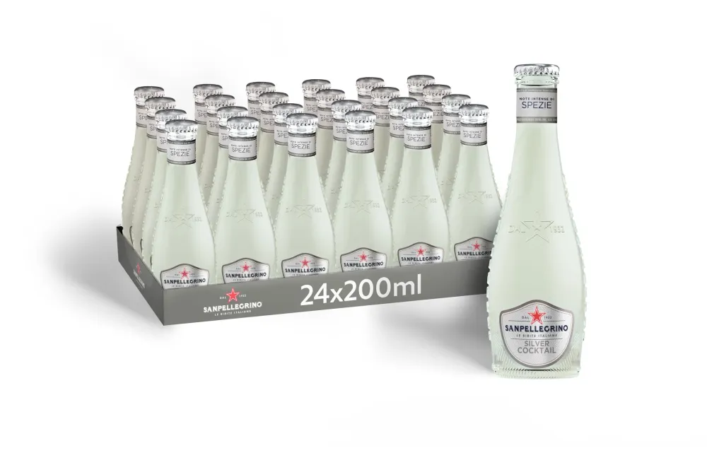BIBITE SANPELLEGRINO, Silver Cocktail, Bevanda Gassata Analcolica - 24 bottiglie vetro da 200 ml