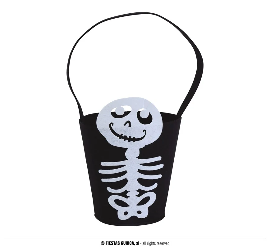 BORSINA SECCHIELLO DI HALLOWEEN CON SCHELETRO PORTA DOLCIUMI