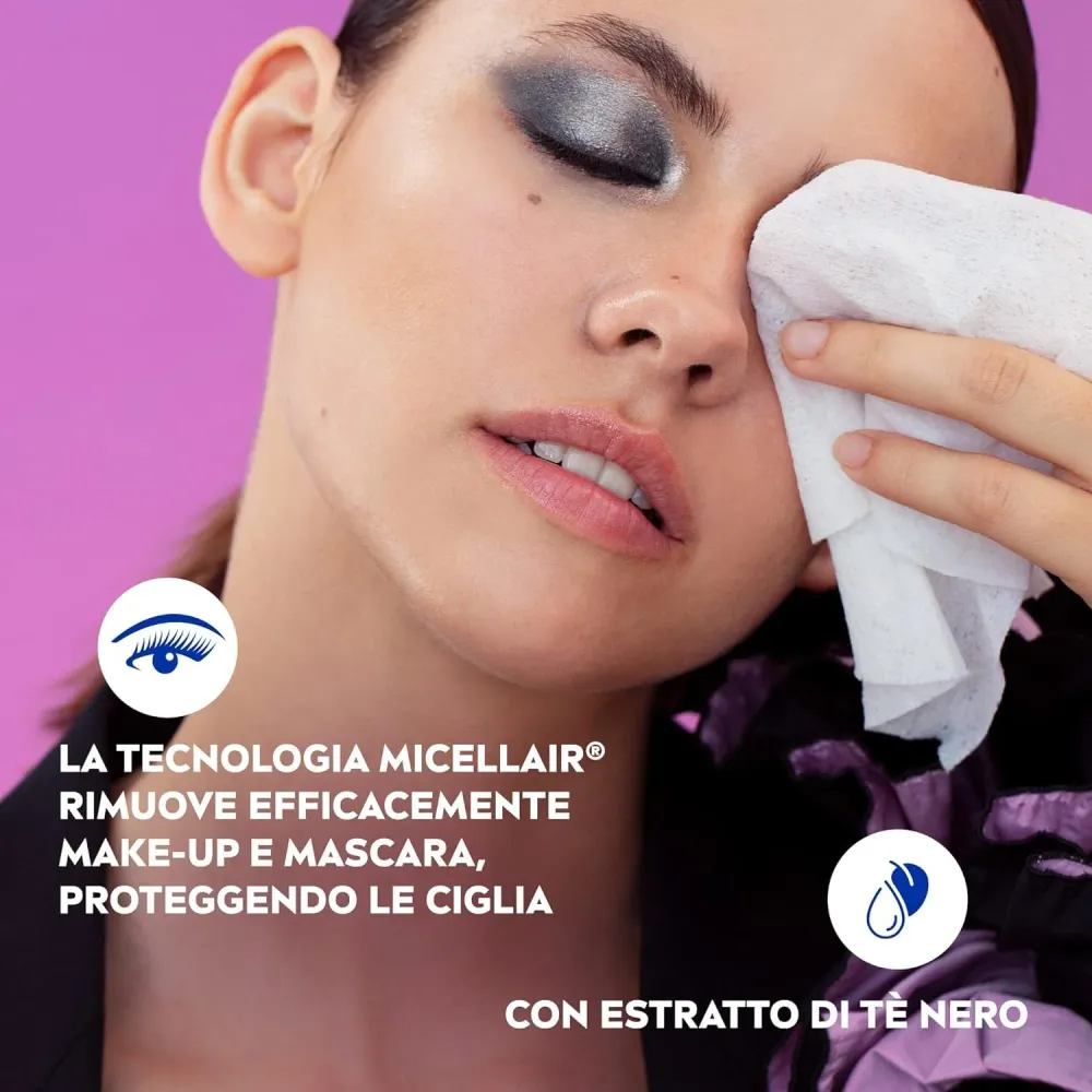 NIVEA MicellAir Professional Salviettine Struccanti Confezione da 6 x 20 Pezzi, Salviette Struccanti per Trucco Waterproof...