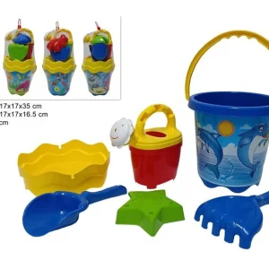 SECCHIELLO MARE 17CM C/ACCESSORI SET 6PZ 4 ASS