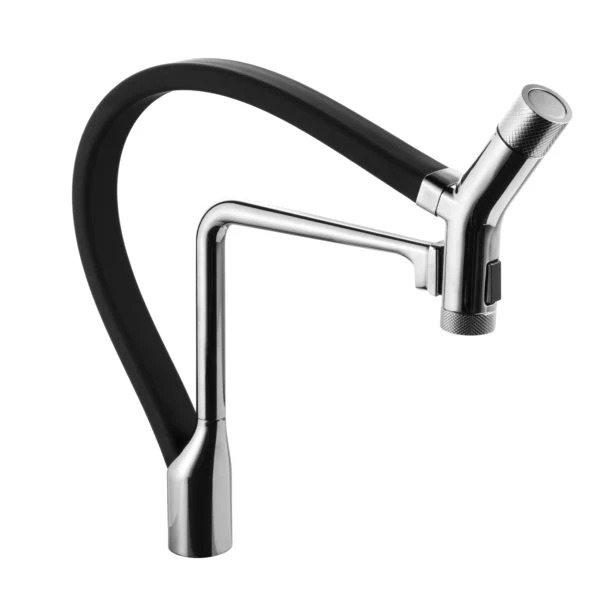 Hamat - KAPO-2000 PCB - Kanta Dual Function Hand Held Pull Off Kitchen Faucet Lucido Chrome and Black Hose
