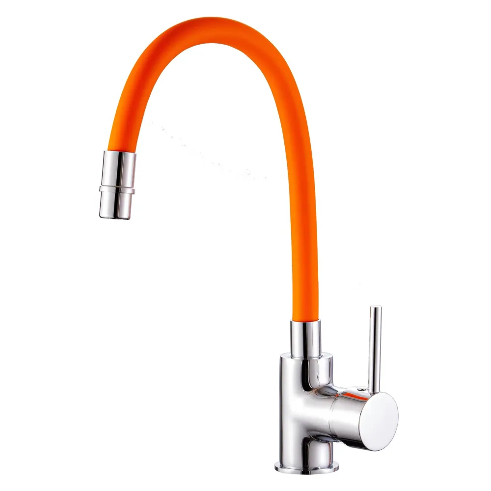 Miscelatore cucina con canna flessibile e girevole siliconico arancione Mixlav