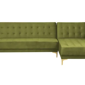 Divano 3 posti velluto verde oliva sinistro ABERDEEN