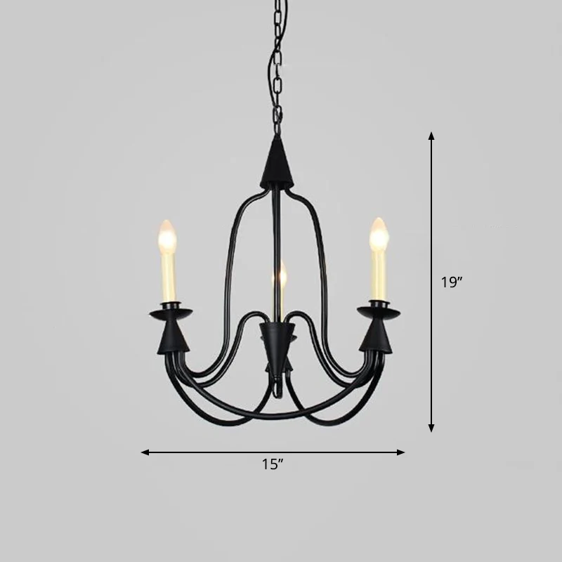 Lampadario soffitto per sala da pranzo con braccio curvo Lampadario sempreverde metallo 3/6 luci nero per sala da pranzo