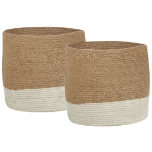 Set di 2 cesti iuta nocciola e bianco BULANIK