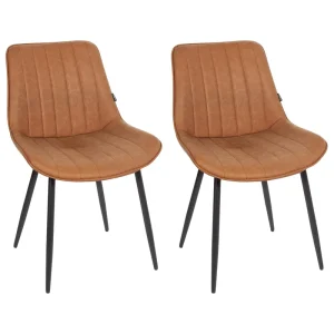 Set 2 Faux pelle Dining Chairs Brown DUBROVNIK