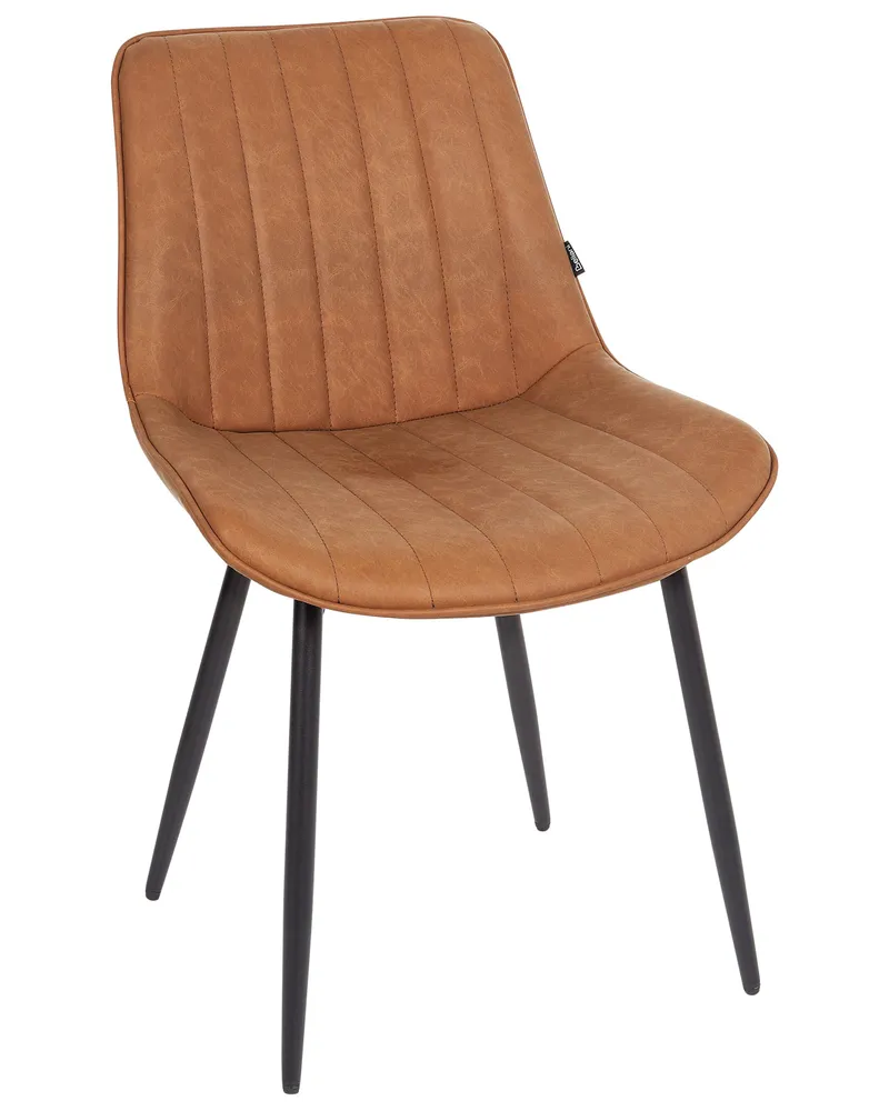 Set 2 Faux pelle Dining Chairs Brown DUBROVNIK