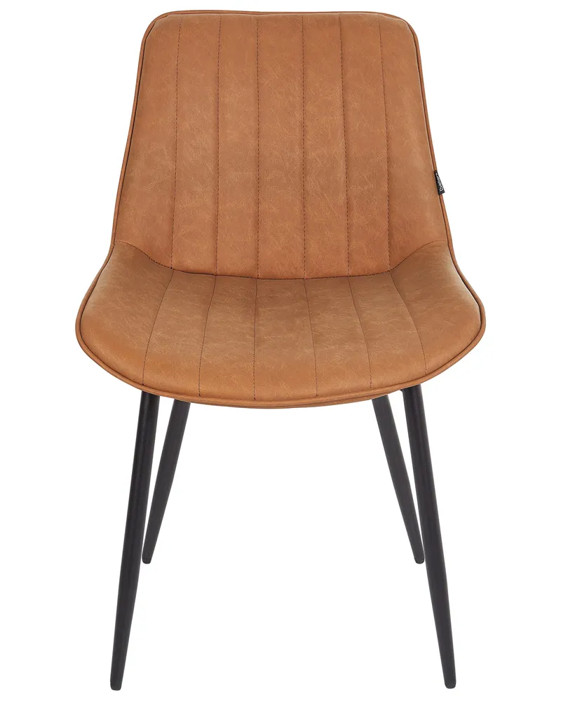 Set 2 Faux pelle Dining Chairs Brown DUBROVNIK