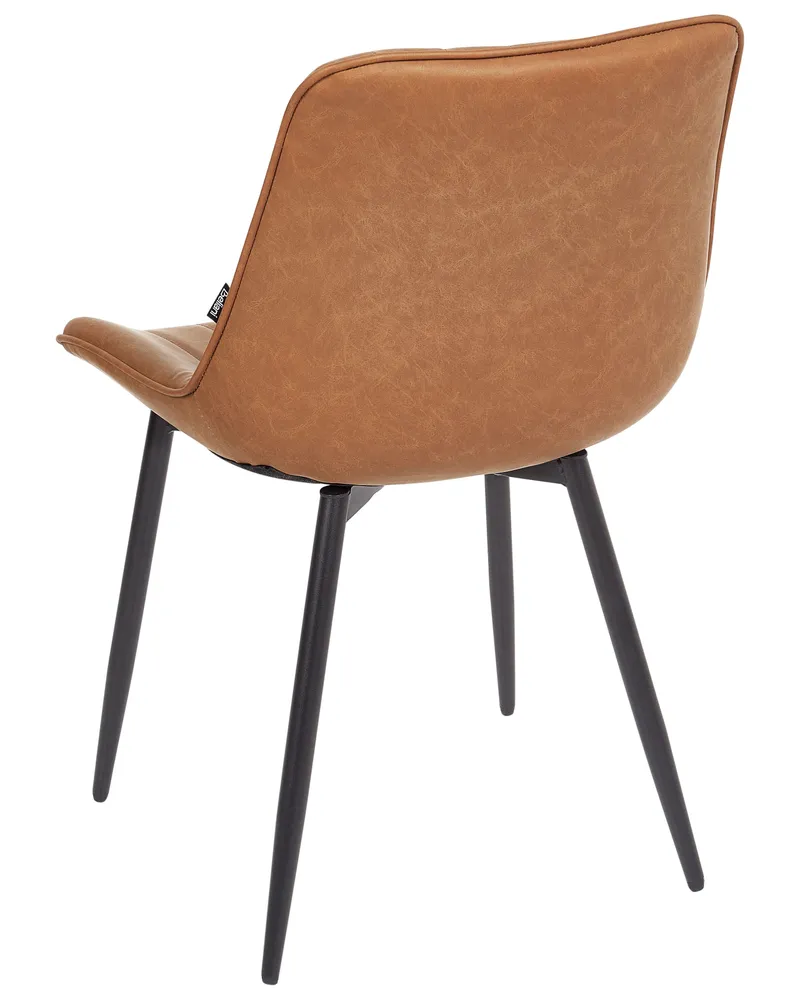 Set 2 Faux pelle Dining Chairs Brown DUBROVNIK