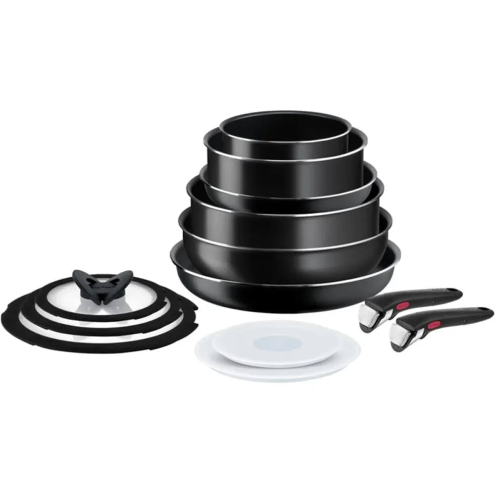 Set di padelle Tefal Ingenio Comodo Cook Clean 13 Pezzi Nero Alluminio