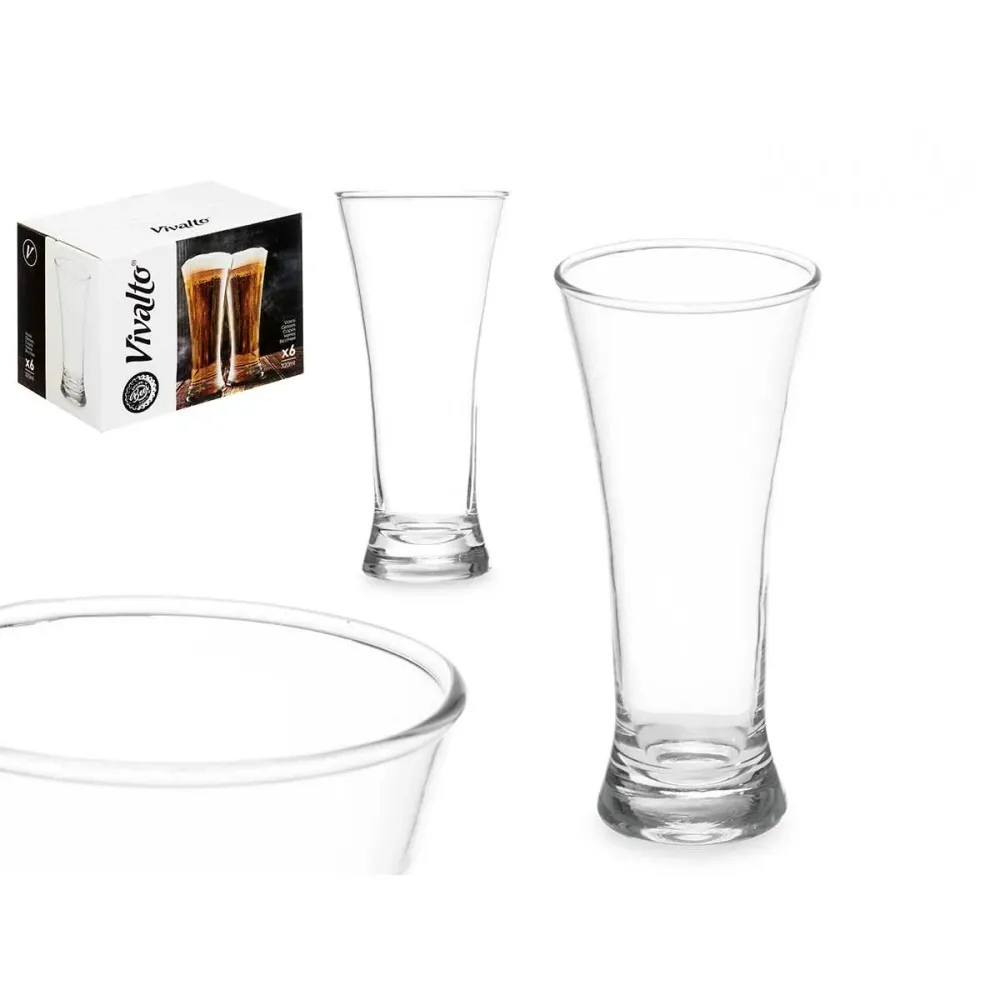 Bicchieri da Birra Vivalto Trasparente Vetro 320 ml (6 Unità)