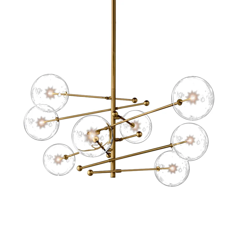 Cestino per il Pane Lampadario per sala da pranzo 8 luci Lampada sospensione Simplicity con paralume sferico vetro traspar...