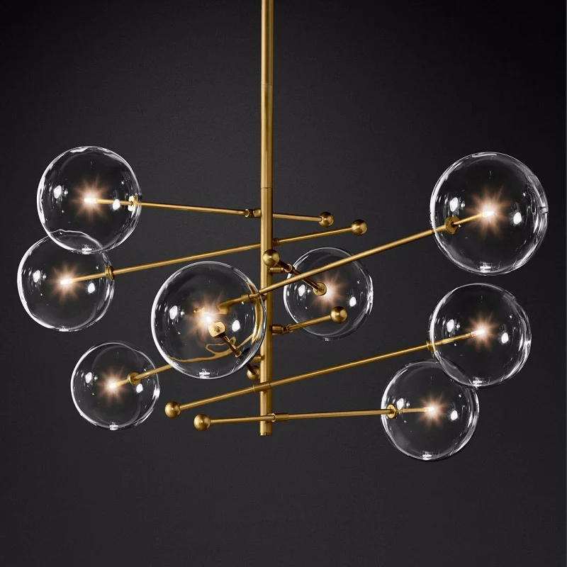 Cestino per il Pane Lampadario per sala da pranzo 8 luci Lampada sospensione Simplicity con paralume sferico vetro traspar...