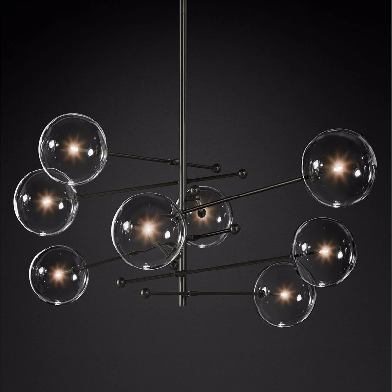 Cestino per il Pane Lampadario per sala da pranzo 8 luci Lampada sospensione Simplicity con paralume sferico vetro traspar...