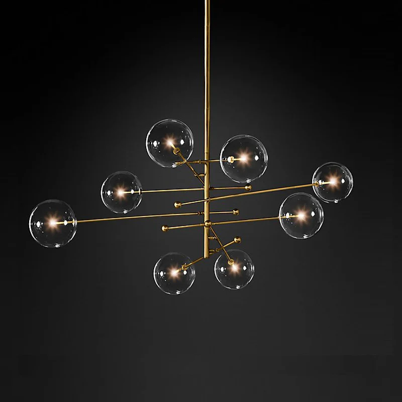 Cestino per il Pane Lampadario per sala da pranzo 8 luci Lampada sospensione Simplicity con paralume sferico vetro traspar...