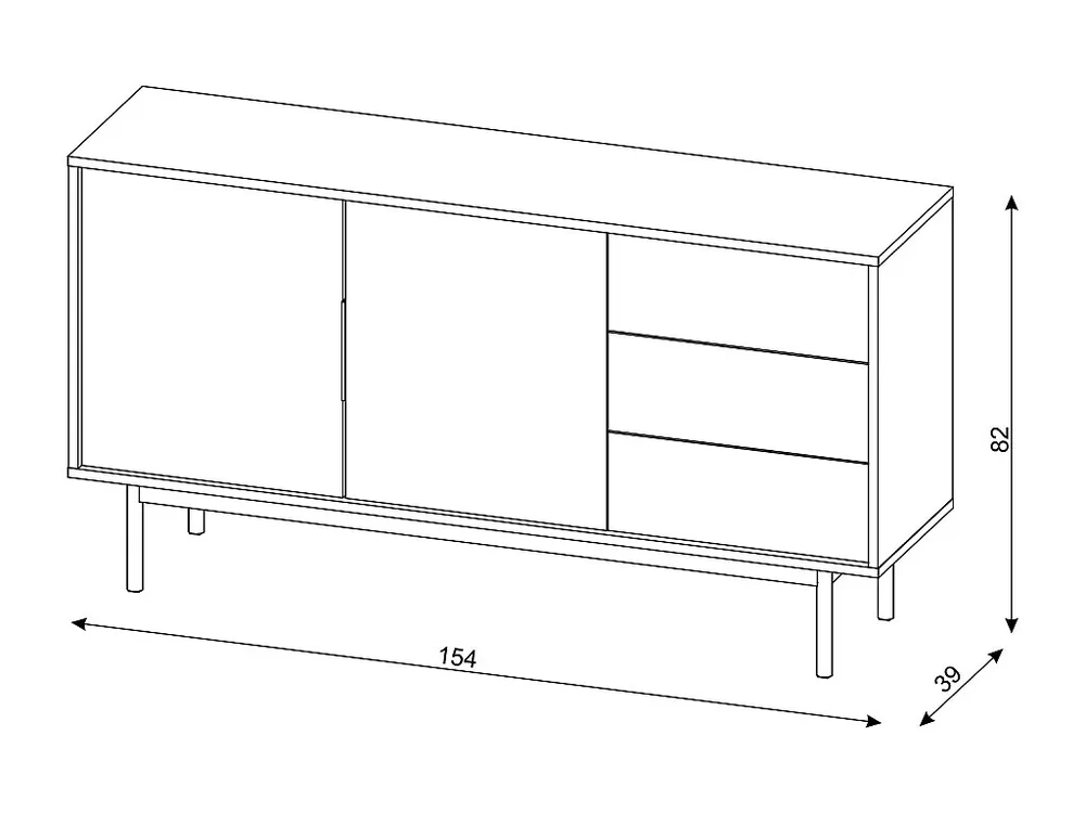 Credenza con 2 ante e 3 cassetti Crema DABRIANA