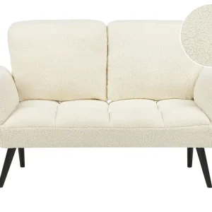 Divano letto BREKKE Bianco imbrattato Bouclé