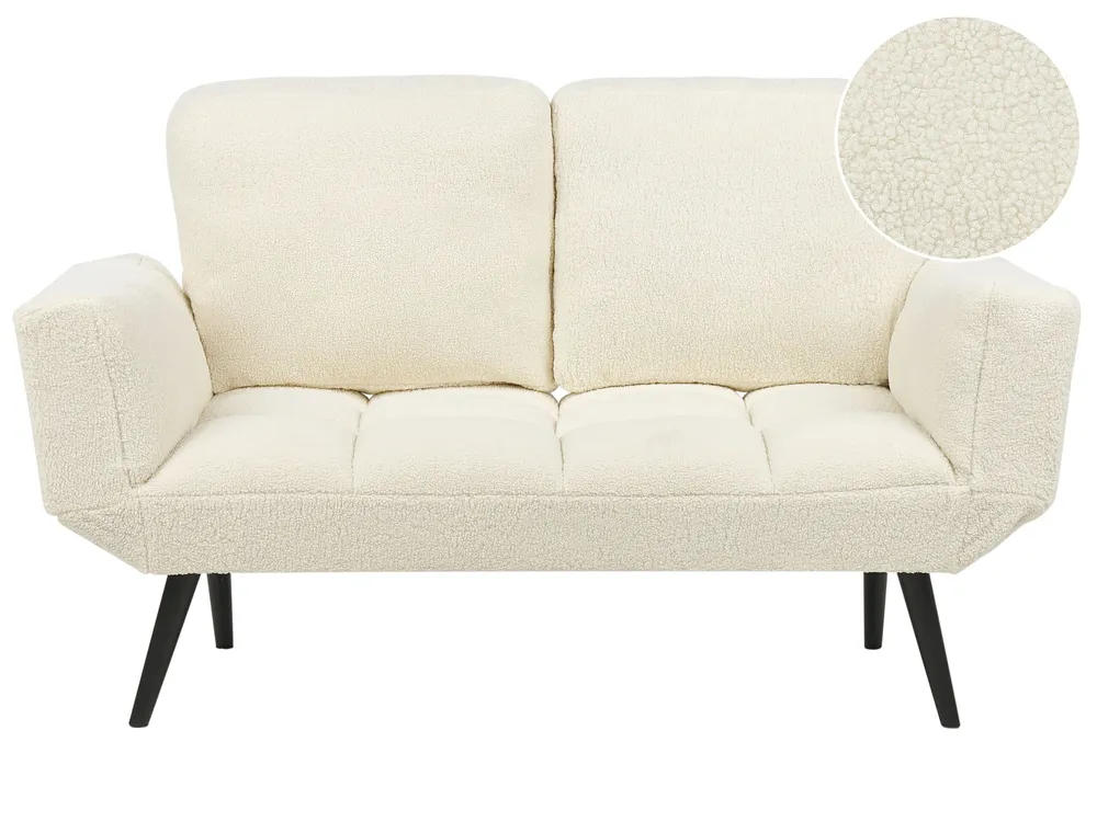 Divano letto BREKKE Bianco imbrattato Bouclé