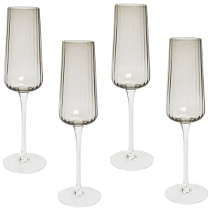 Flûte da Champagne QUARTZ Set di 4 Grigio