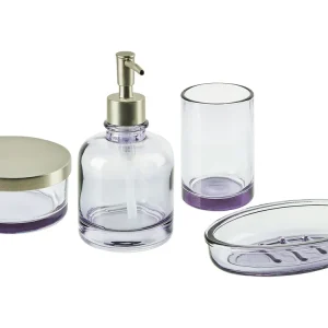 Glass 4-Piece Bathroom Accessories Set Violet TELMA