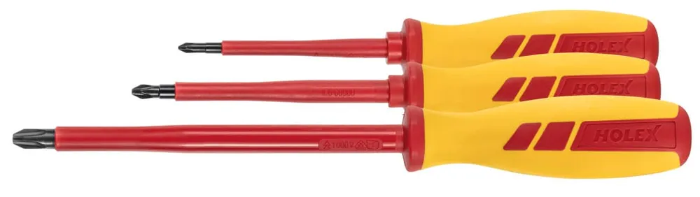 HOLEX Set di giraviti per viti con impronta croce Pozidriv interamente isolati, Numero di giraviti: 3
