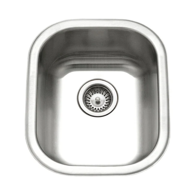 Houzer Club Series 17" Antimacchia Steel Undermount Single Bowl Bar/Prep Sink includes Basket Strainer