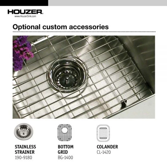Houzer Club Series 17" Antimacchia Steel Undermount Single Bowl Bar/Prep Sink includes Basket Strainer