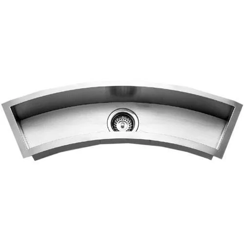 Houzer - CTC-3312 - Contempo Trough Series Undermount Inox Steel Curved Bowl Bar/Prep Sink