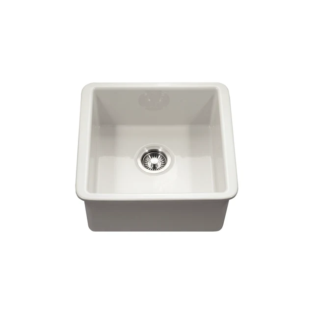 Houzer Platus Series 20" Fireclay Undermount Square Unico Bowl Bar/Prep Sink, PTB-2020 BQ - BISCUIT