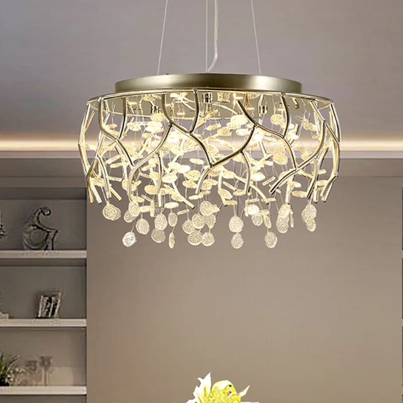 Lampadario bracci cromato Lampadario attuale soffitto per sala da pranzo LED vetro ondulato con luce calda/bianca