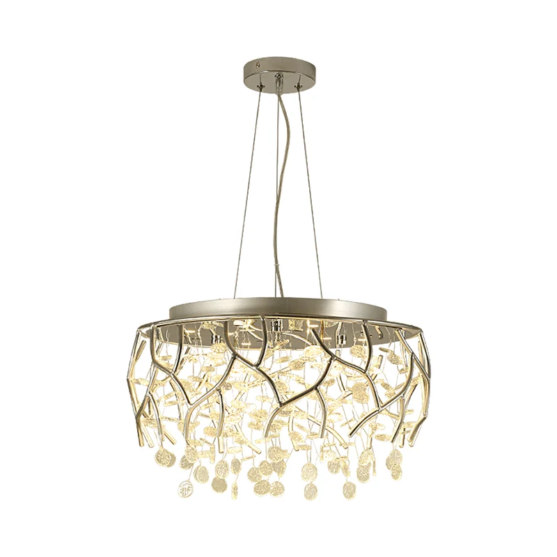 Lampadario bracci cromato Lampadario attuale soffitto per sala da pranzo LED vetro ondulato con luce calda/bianca