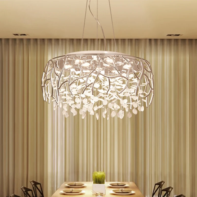 Lampadario bracci cromato Lampadario attuale soffitto per sala da pranzo LED vetro ondulato con luce calda/bianca