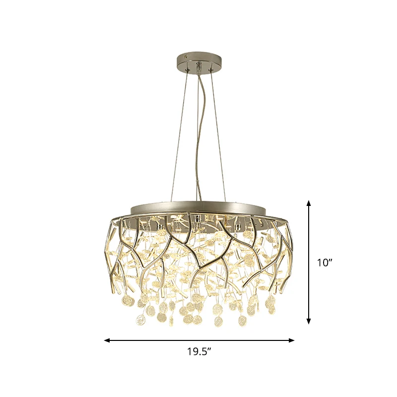 Lampadario bracci cromato Lampadario attuale soffitto per sala da pranzo LED vetro ondulato con luce calda/bianca