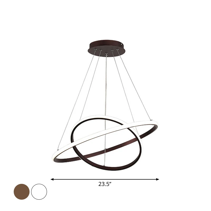 Lampadario LED innovativo per sala da pranzo rotondo acrilico 2/3 livelli con illuminazione sospensione bianco/caffè Porce...