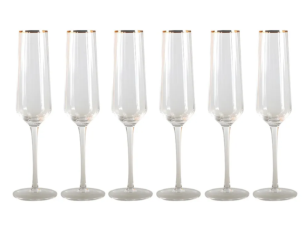 Lotto 6 flûte da champagne stile art déco CELEBRATION-dorato