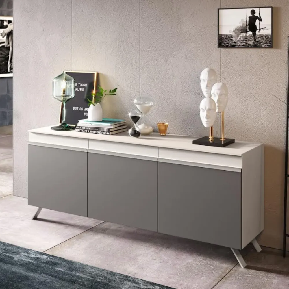 Madia moderna da soggiorno "Abaco Day" con 3 ante e maniglia gola cm 180x48,5 85,2h