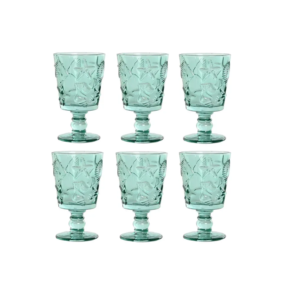 Set di Bicchieri Home ESPRIT Turchese Cristallo 345 ml (6 Unità)